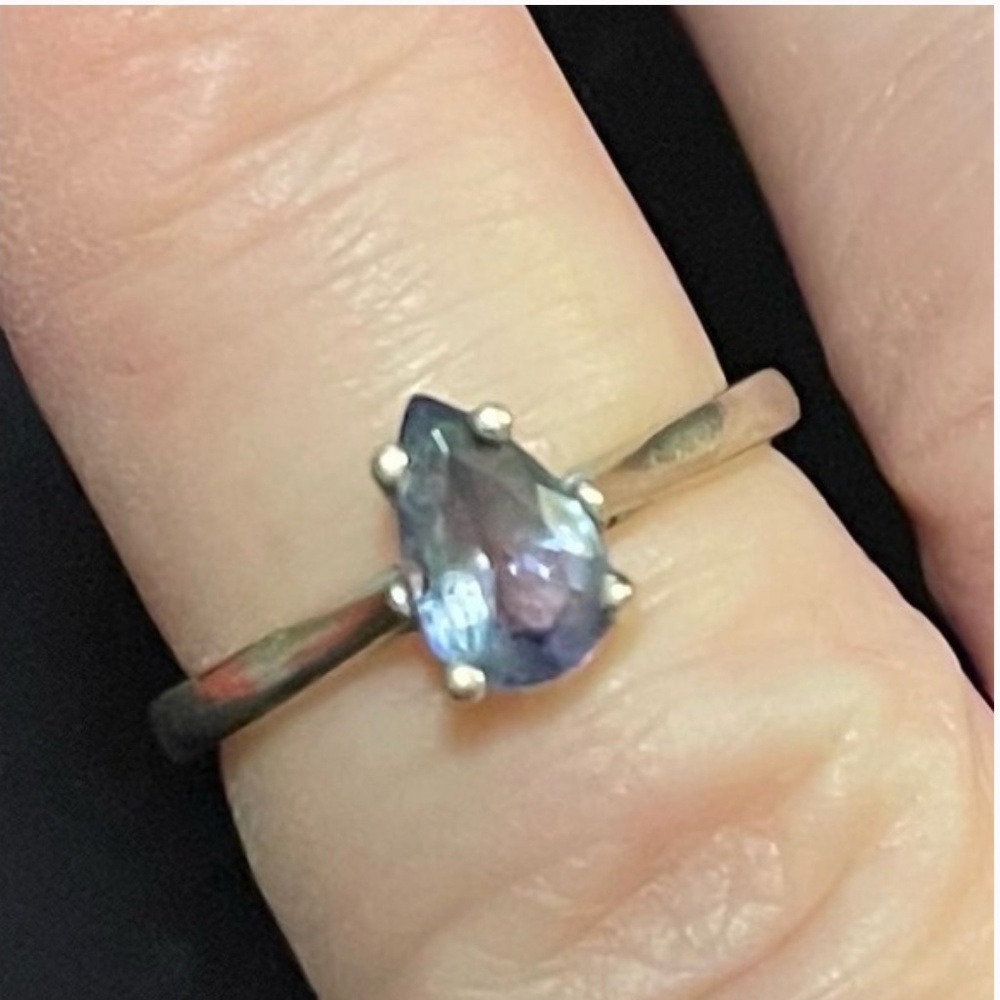 Vintage Sterling Silver Teardrop Tanzanite Ring